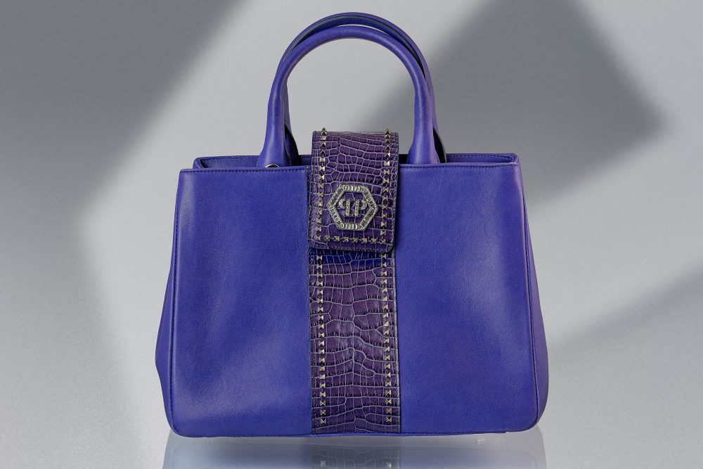 PHILIPP PLEIN TOP HEXAGON PURPLE BAG