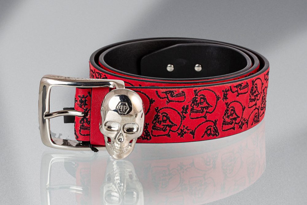 PHILIPP PLEIN LEATHER BELT SKULL