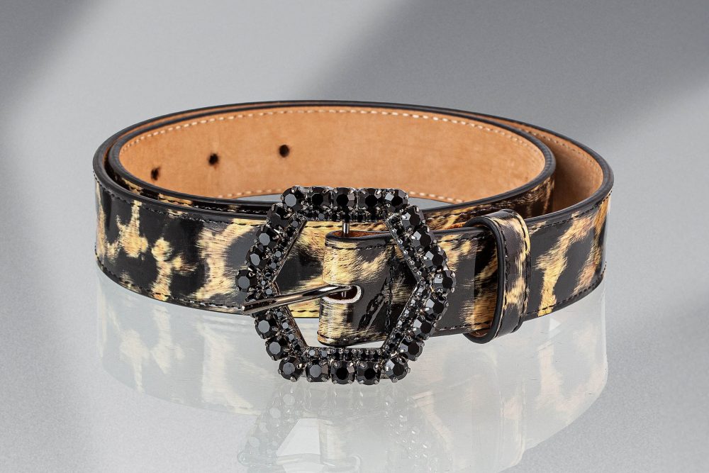 PHILIPP PLEIN  Patent Leather Belt Leopard