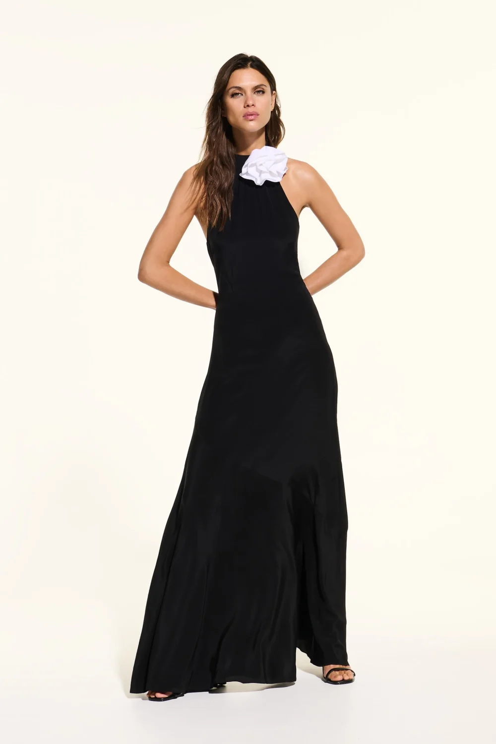 ŠATY KARL LAGERFELD KARL STUDIO SILK ROSE DRESS BLACK