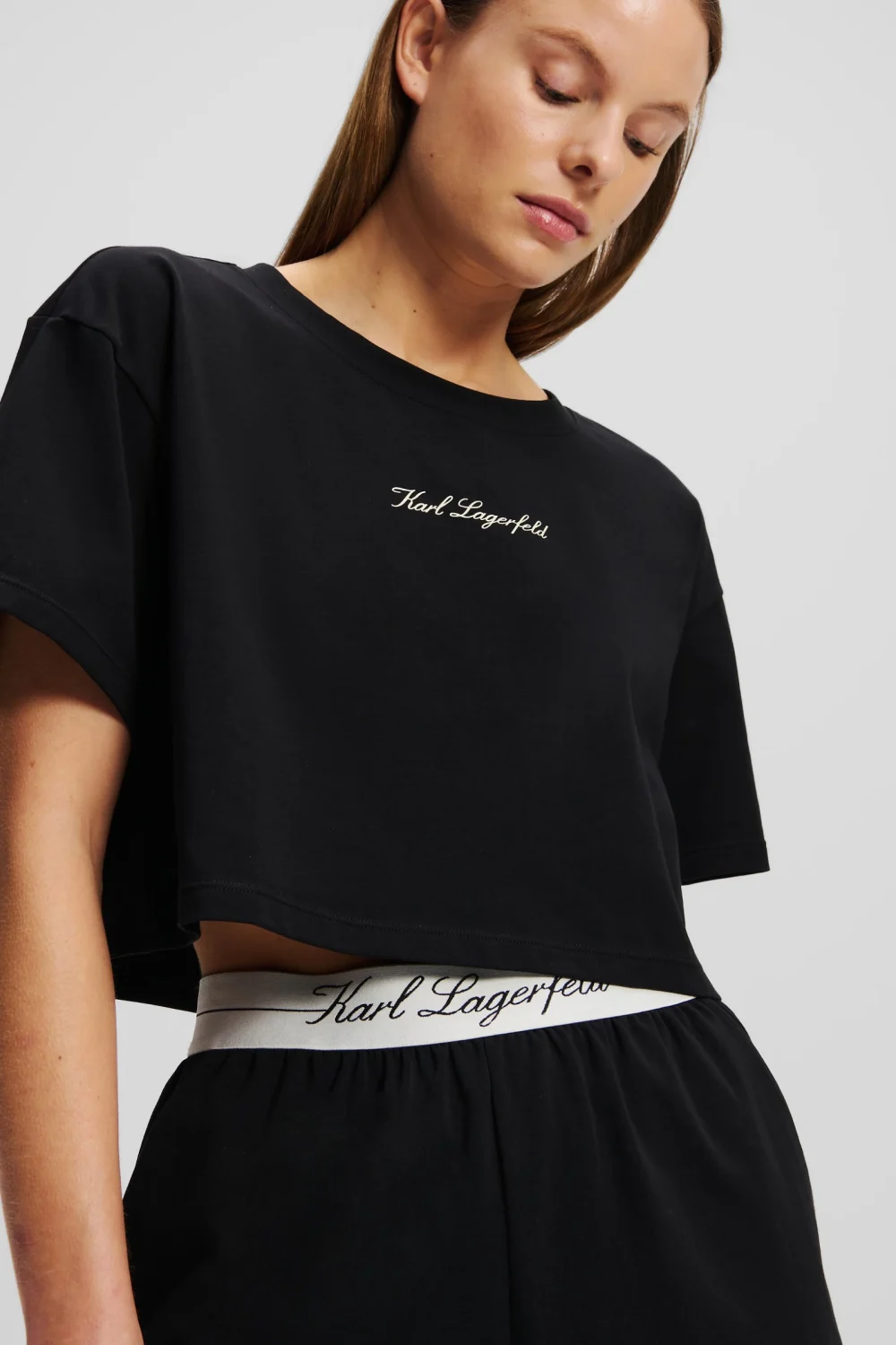 KARL LAGERFELD HOTEL KARL SHORT PJ SET BLACK - Image 2